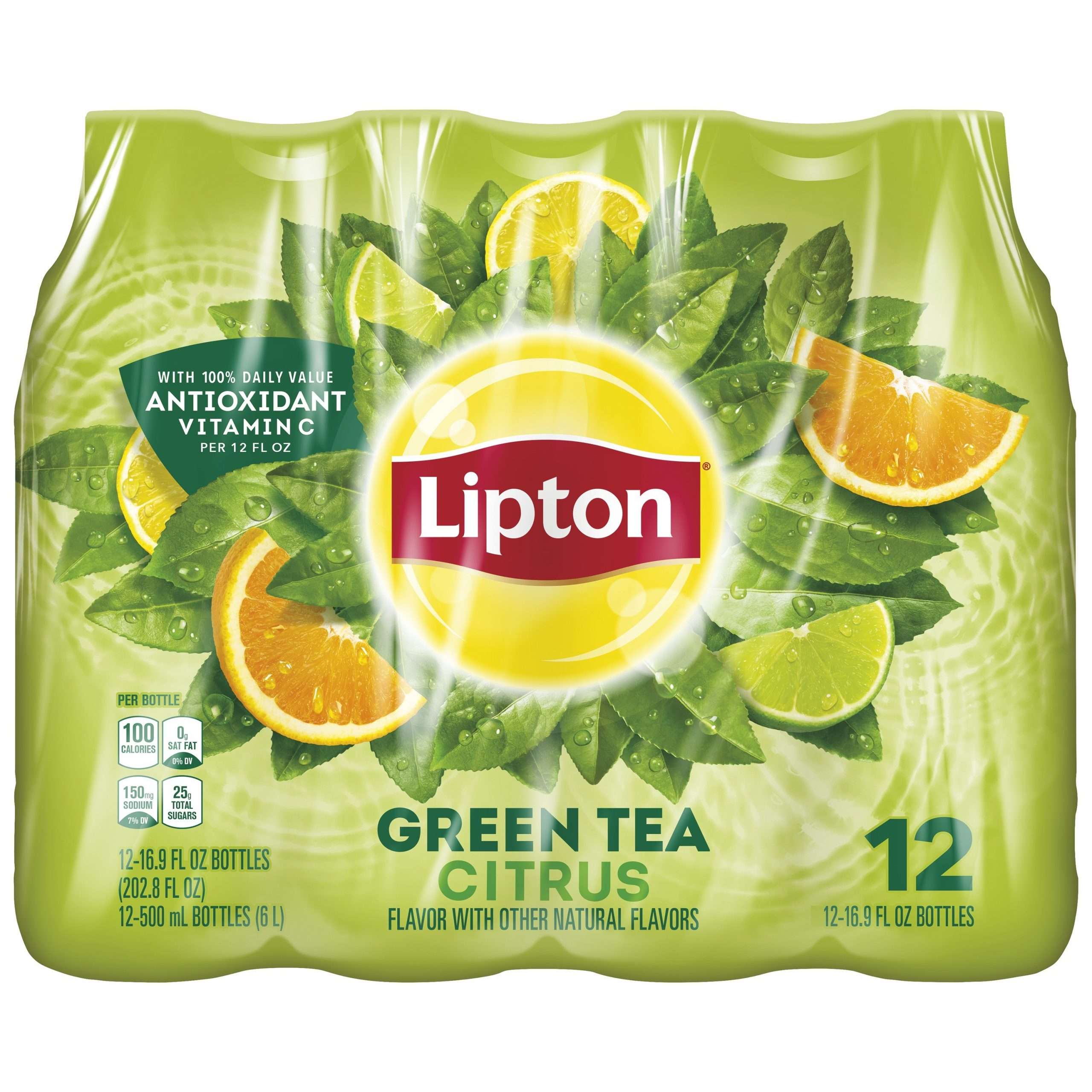 (12 Bottles) Lipton Green Tea Citrus, 16.9 fl oz Bottles