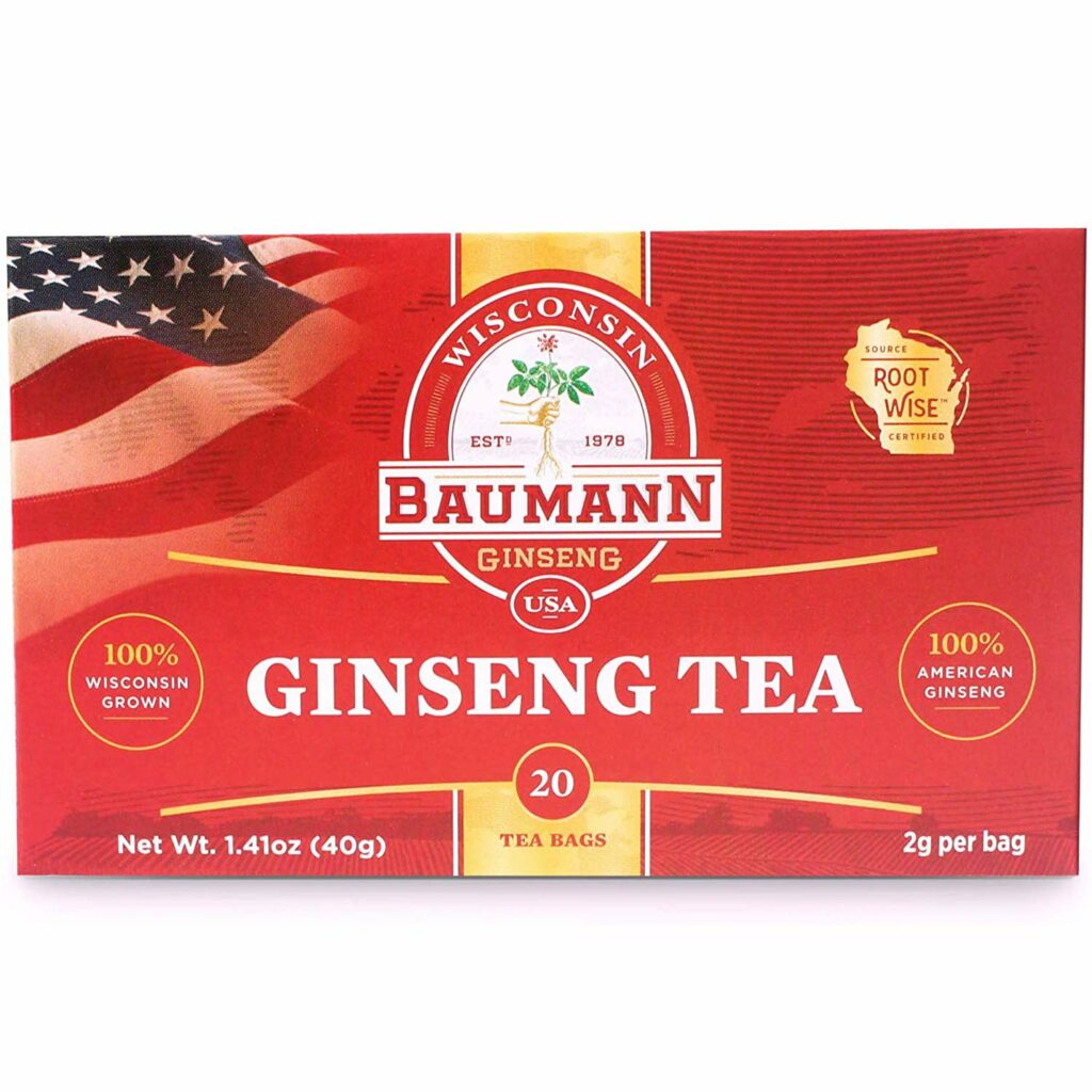 Baumann Premium American Ginseng Tea Bags, Authentic Panax Pure Ginseng ...