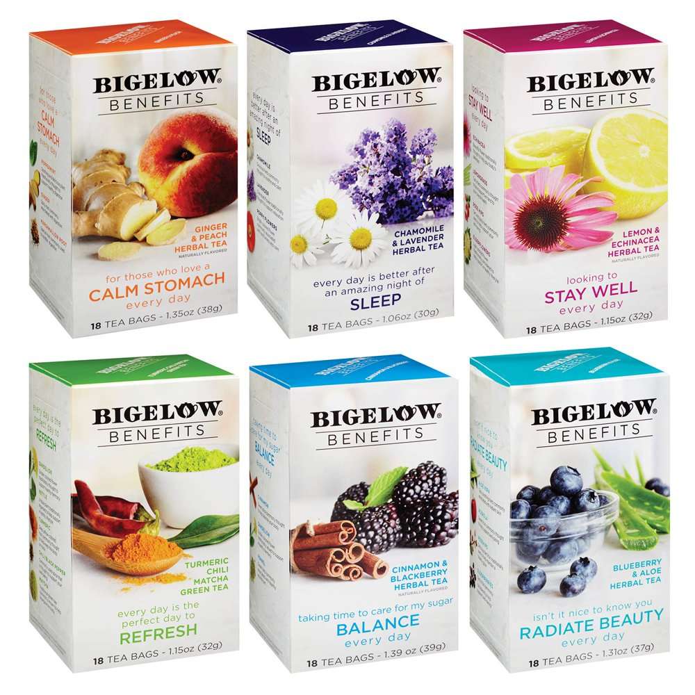 Bigelow Tea Benefits Wellness Teabag Variety Pack, Mixed Caffeinated ...