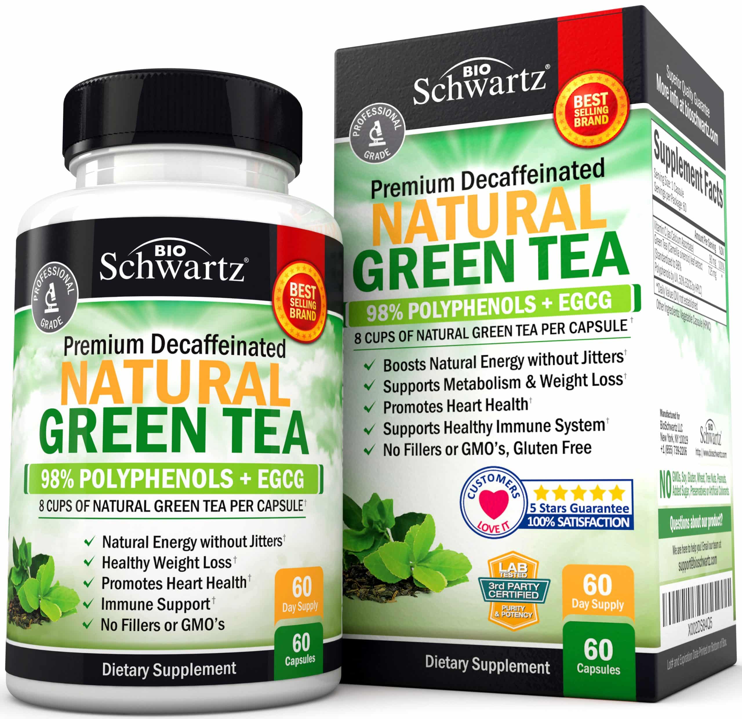 BioSchwartz Green Tea Weight Loss Capsules for Women and Men, 60 Ct ...
