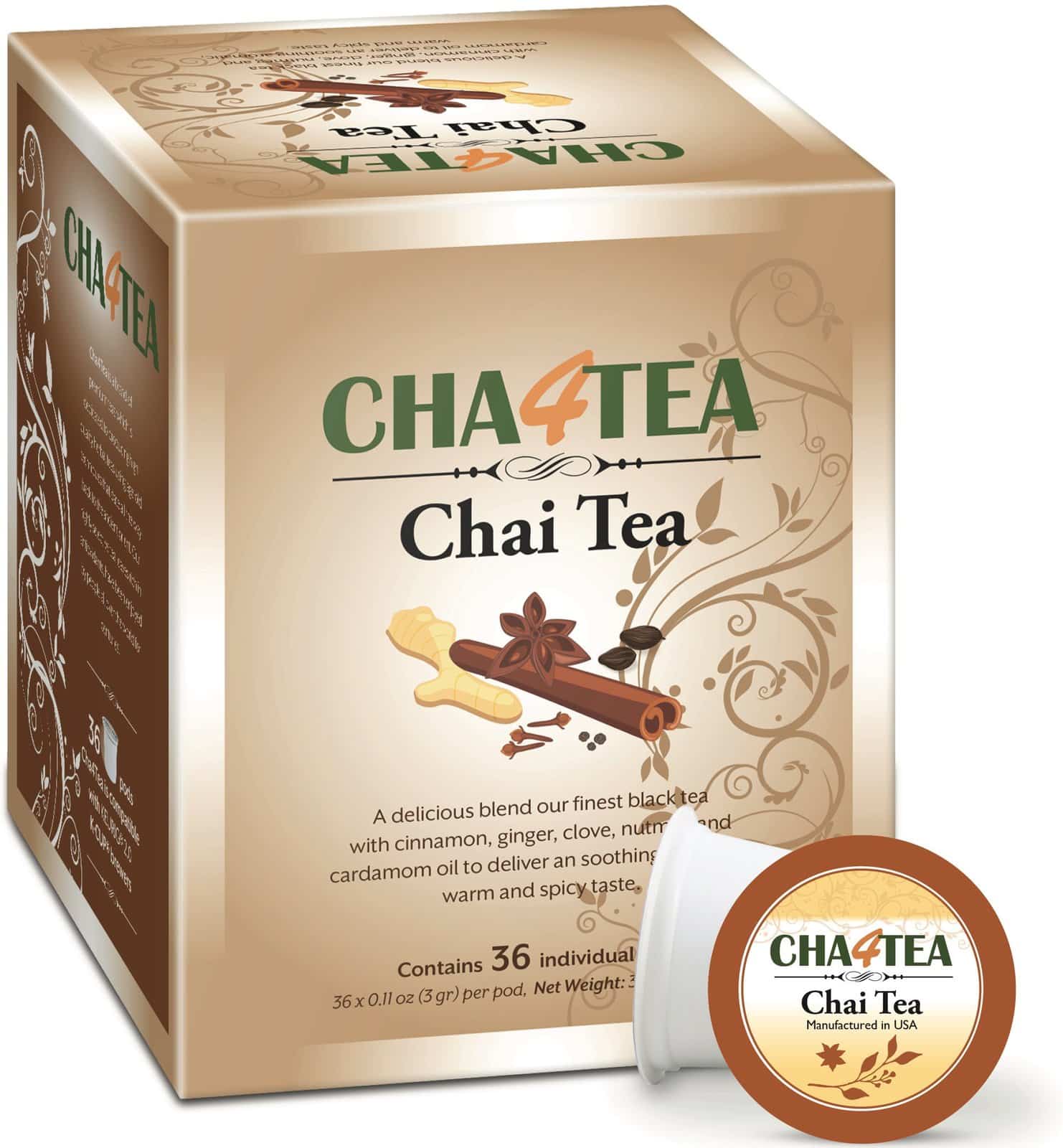 Cha4TEA Chai Black Tea K Cups for Keurig K