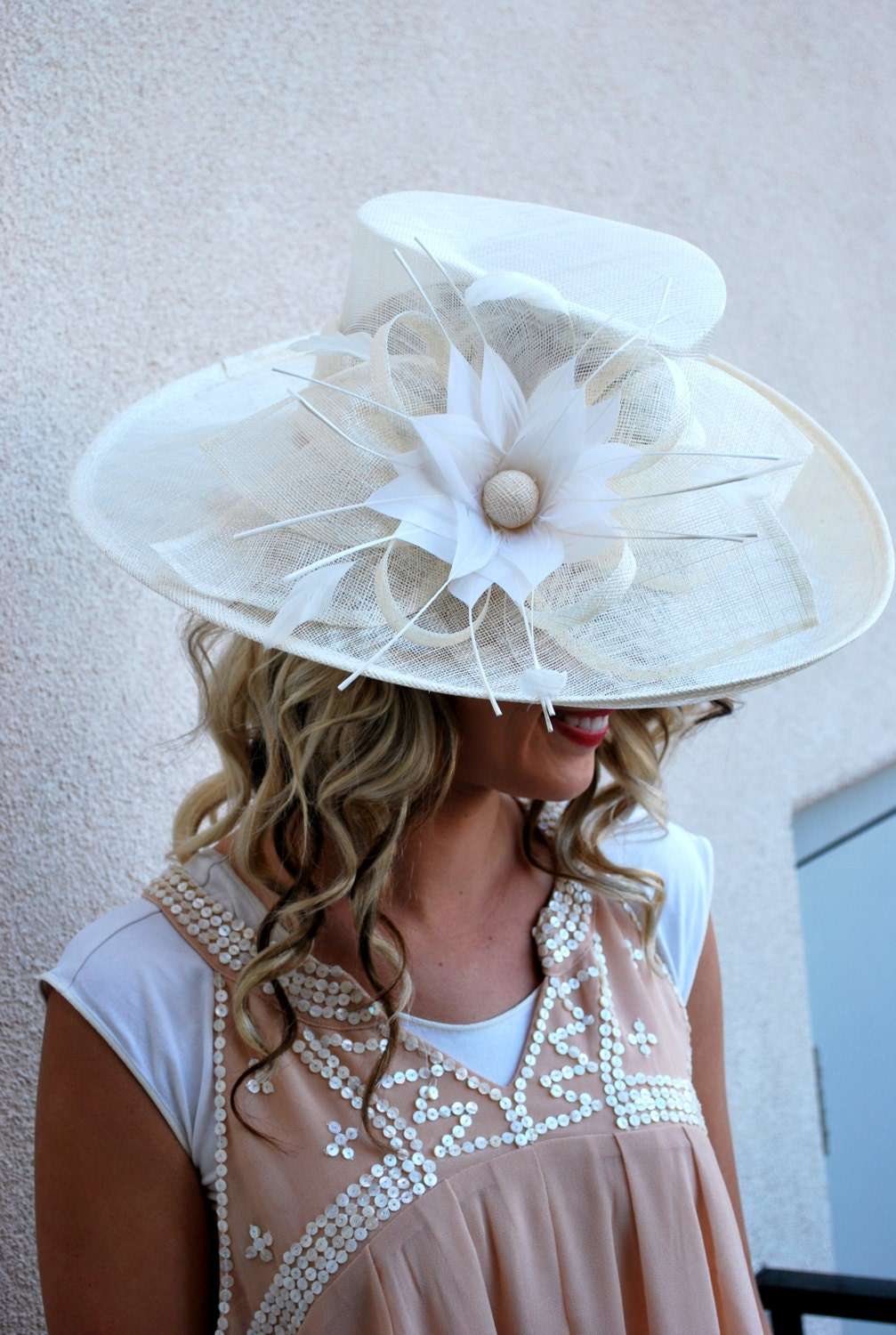 Ivory Derby Hat Tea Party Hat Formal Hat Chruch Hat