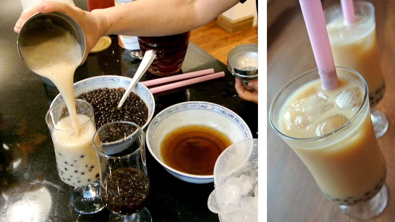 Making Bubble Milk Tea ç??ç?;å¥¶è¶ (Pearl Milk Tea or Bo