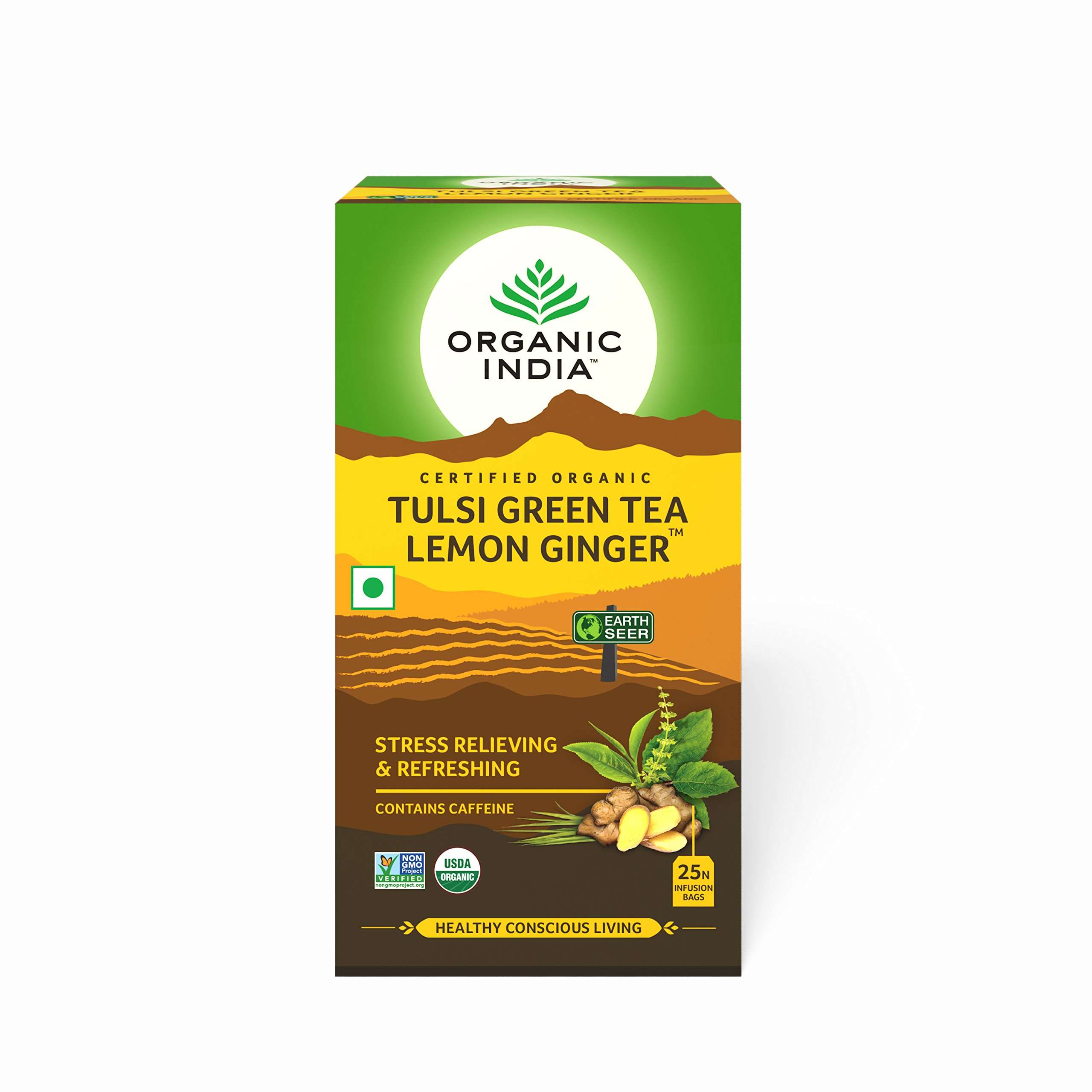 Organic India Tulsi Green (Lemon Ginger) 25 Tea Bags