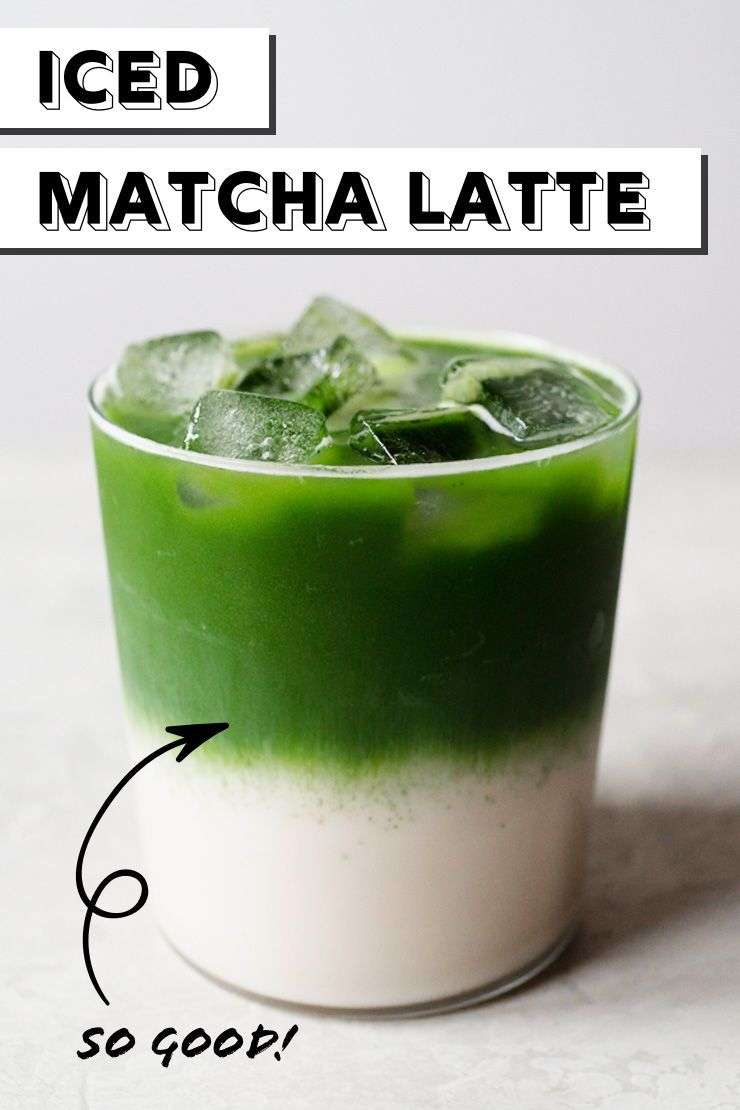 This refreshing layered green tea latte is surprisingly ...