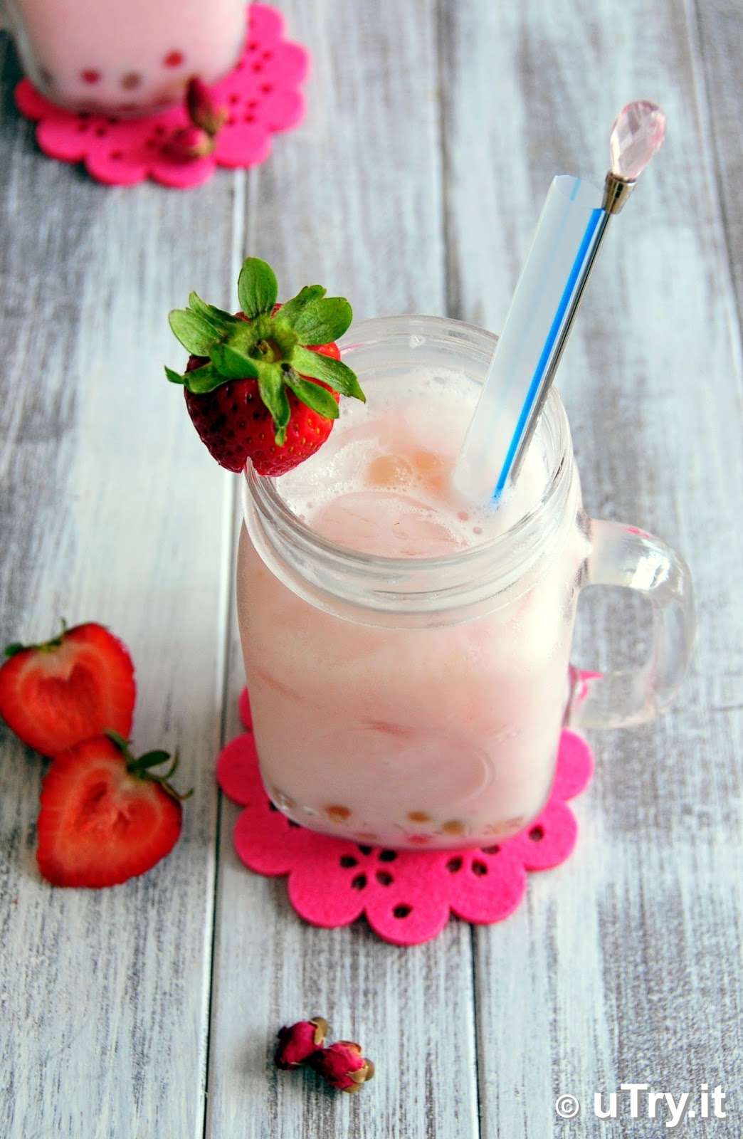 uTry.it: Strawberry Rose Milk Tea with Rainbow Boba