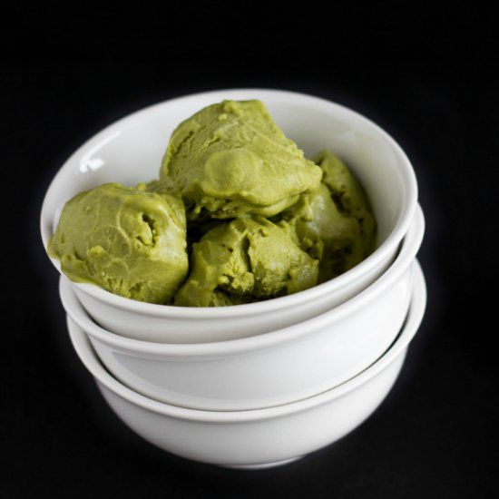 vegan green tea ice cream is made with almond milk, coconut milk, and ...